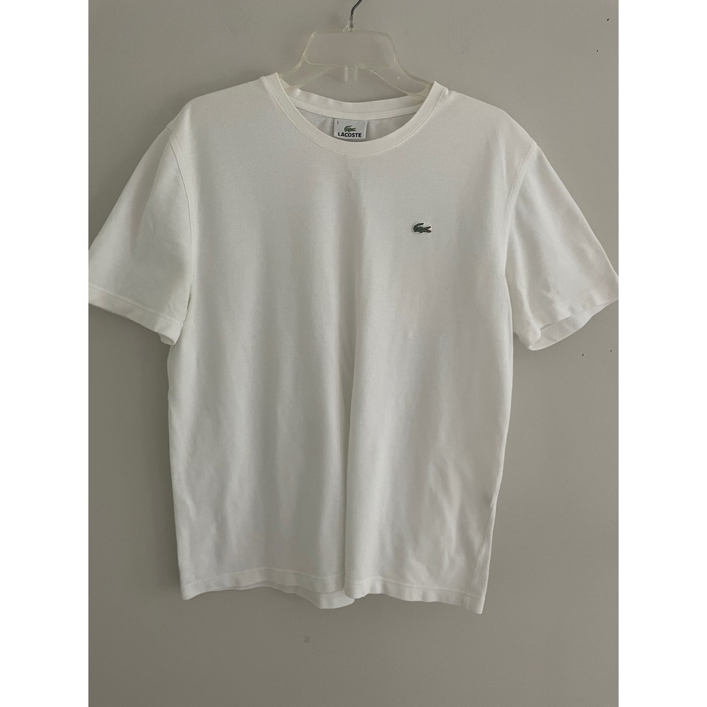 Lacoste Mens White Pique Knit Short Sleeve Crewneck T-Shirt Size 5 Large